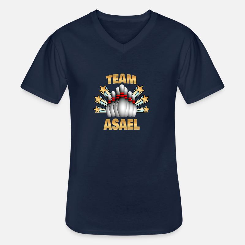 Bowling Asael - Männer-T-Shirt mit V-Ausschnitt - Navy