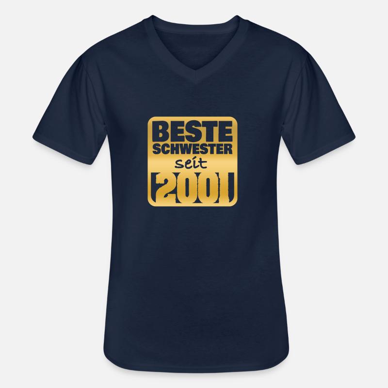 Schwester 2001 - Männer-T-Shirt mit V-Ausschnitt - Navy