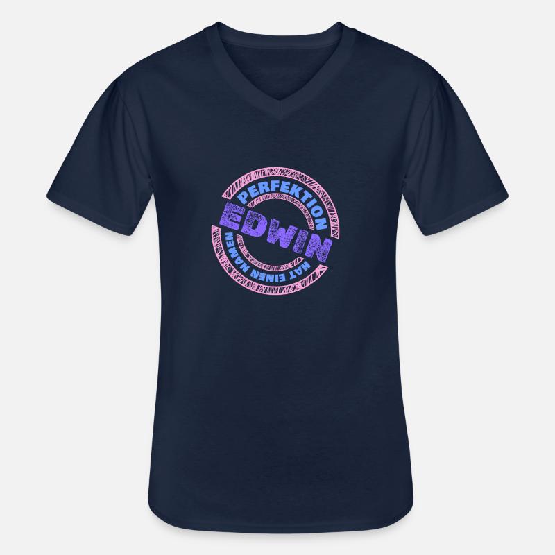 Edwin - Männer-T-Shirt mit V-Ausschnitt - Navy