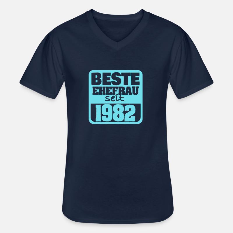 1982 - Männer-T-Shirt mit V-Ausschnitt - Navy