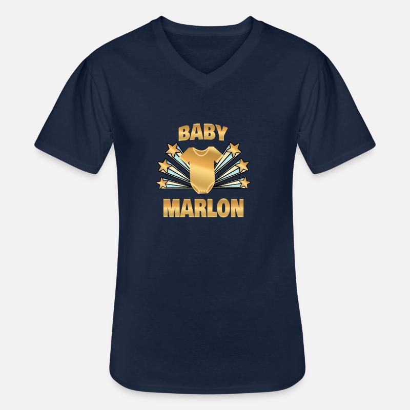 Marlon als Geburt - Männer-T-Shirt mit V-Ausschnitt - Navy