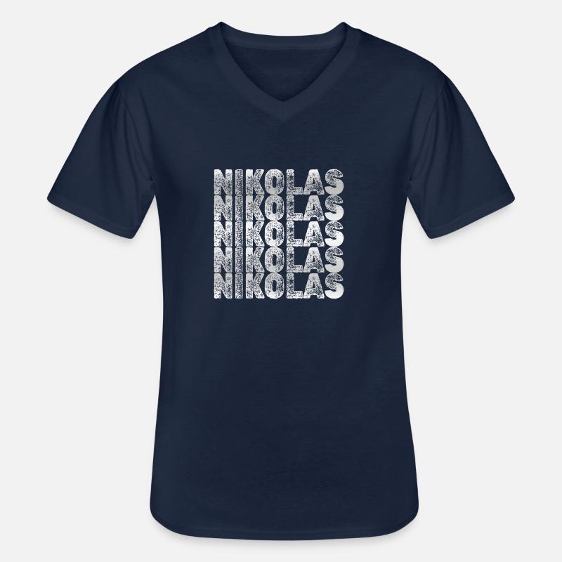 Bruder Nikolas - Männer-T-Shirt mit V-Ausschnitt - Navy