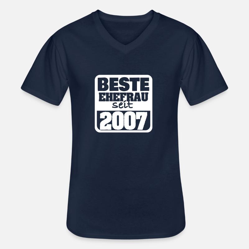 Frau 2007 - Männer-T-Shirt mit V-Ausschnitt - Navy