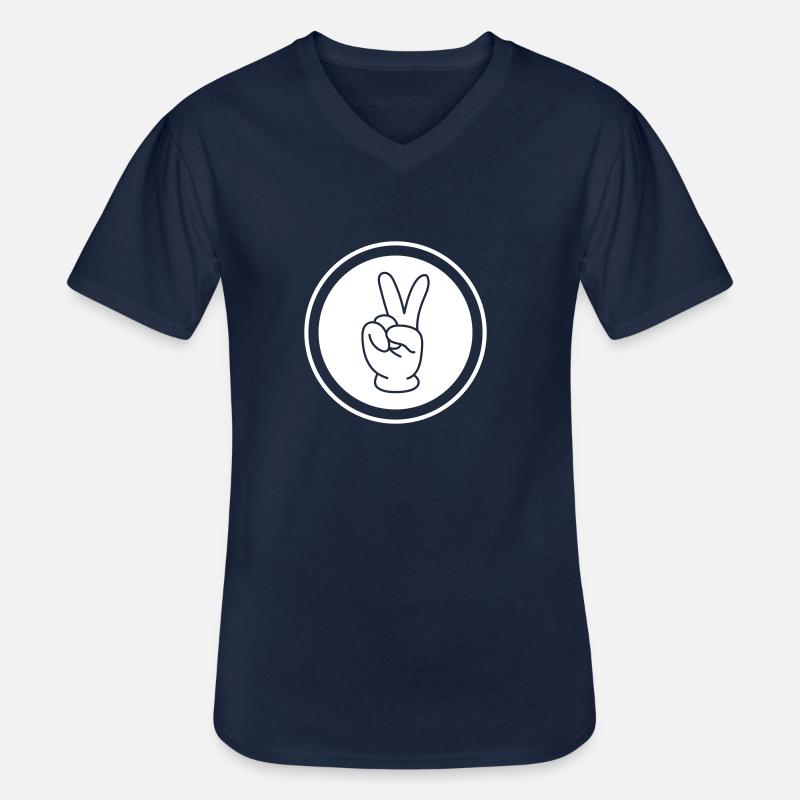 Peace Hand Comic - Männer-T-Shirt mit V-Ausschnitt - Navy
