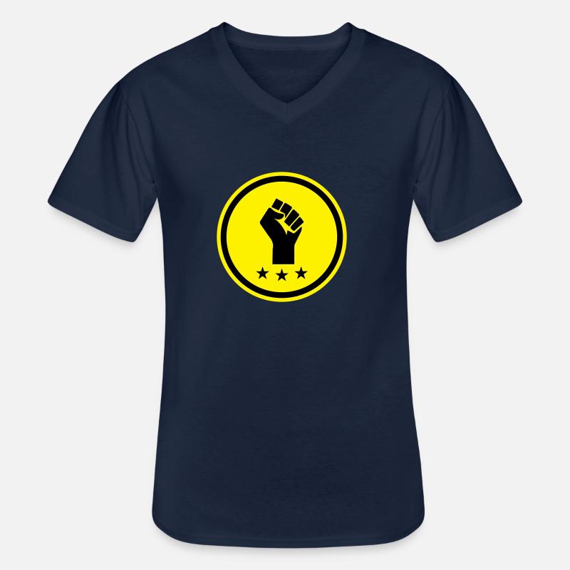 Hand Faust - Men's V-Neck T-Shirt - navy