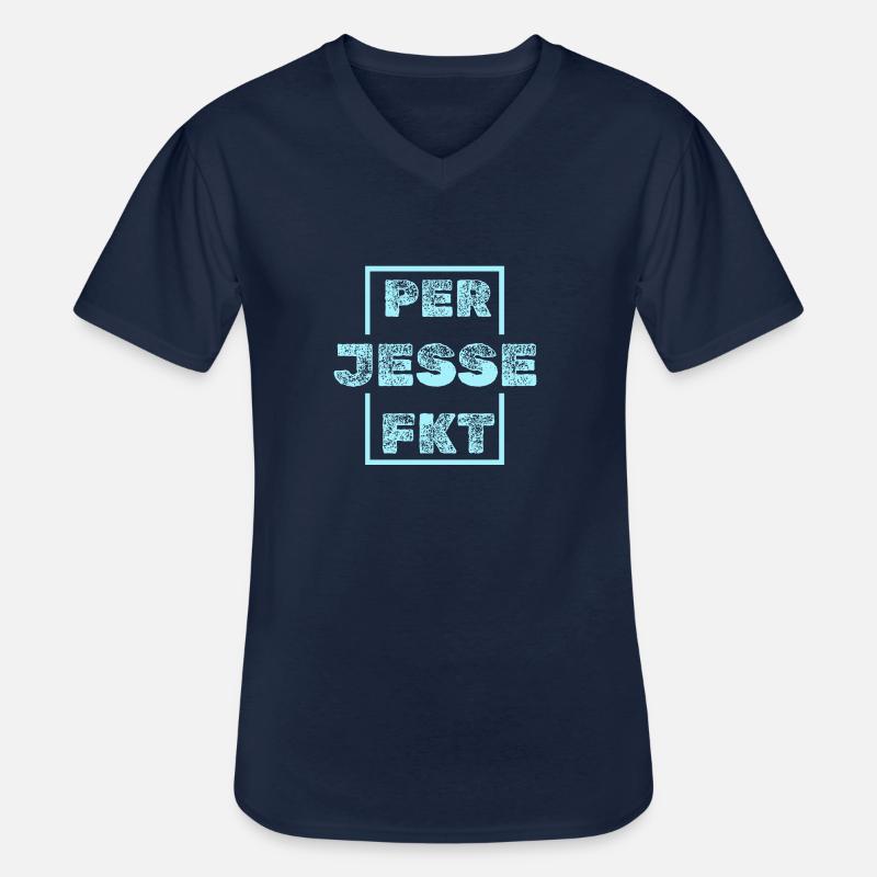 Jesse Jesse - Männer-T-Shirt mit V-Ausschnitt - Navy