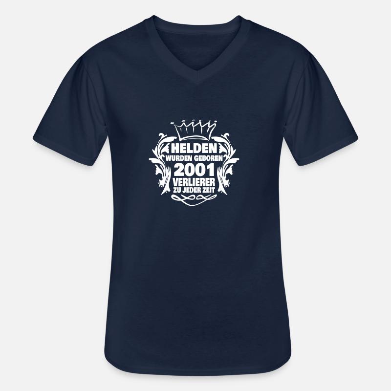 2001 - Männer-T-Shirt mit V-Ausschnitt - Navy