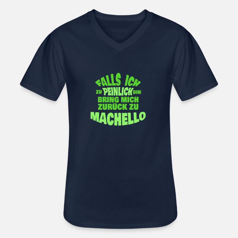 Machello - Männer-T-Shirt mit V-Ausschnitt - Navy