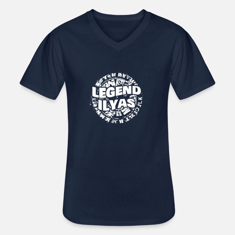 Mann Ilyas - Männer-T-Shirt mit V-Ausschnitt - Navy