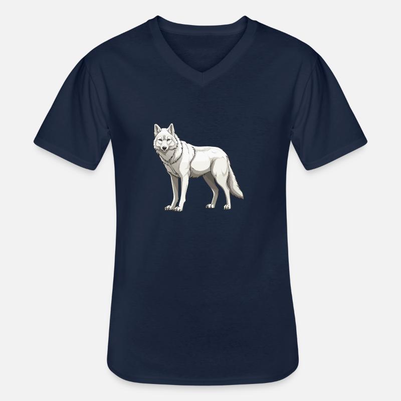 Wolf Tier - Männer-T-Shirt mit V-Ausschnitt - Navy