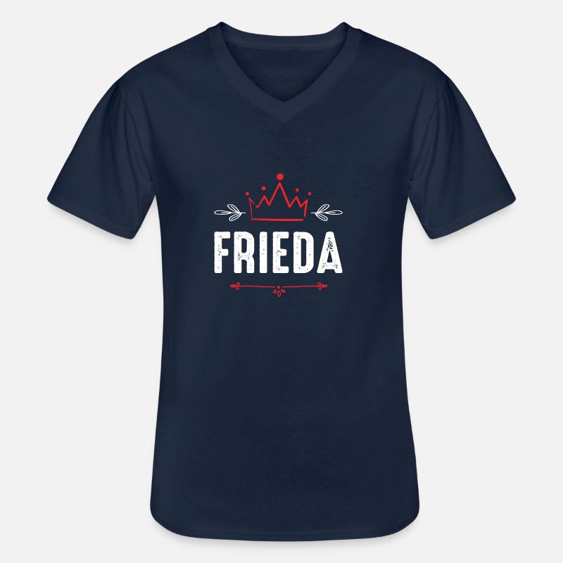 Frieda - Männer-T-Shirt mit V-Ausschnitt - Navy