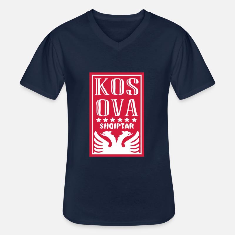 shqiptar design kosova - Männer-T-Shirt mit V-Ausschnitt - Navy