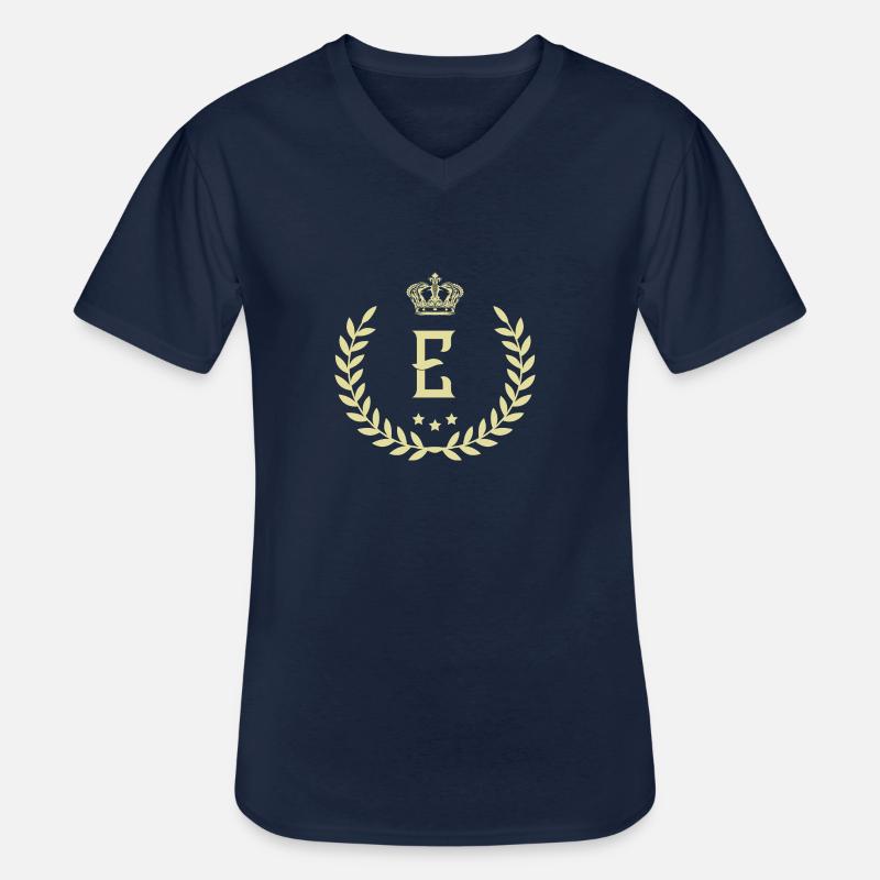 E Buchstabe Kranz - Männer-T-Shirt mit V-Ausschnitt - Navy