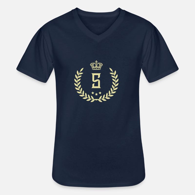 S Buchstabe Kranz - Männer-T-Shirt mit V-Ausschnitt - Navy