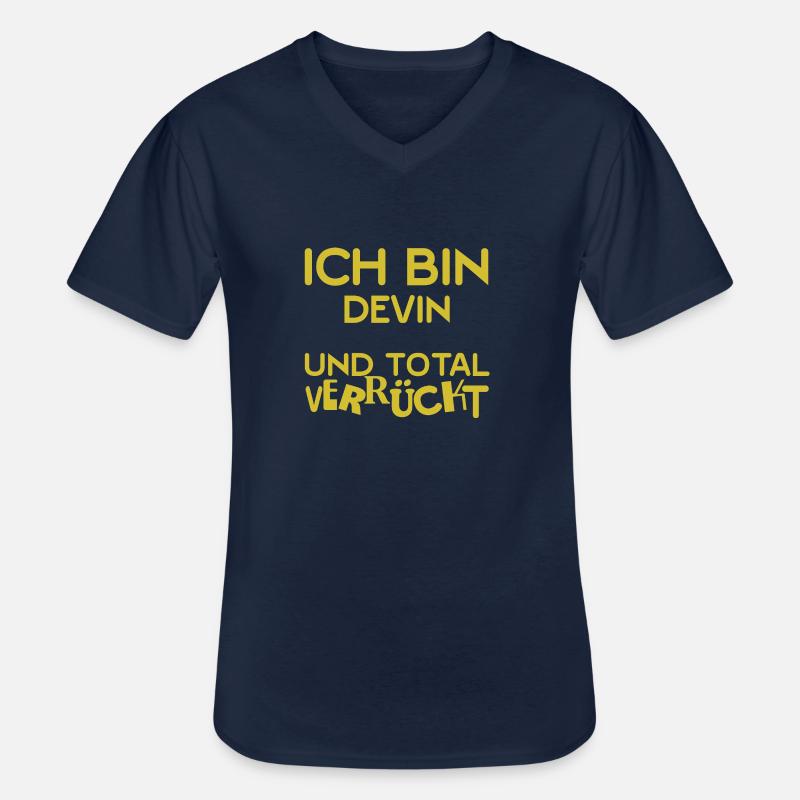 Vorname Devin - Männer-T-Shirt mit V-Ausschnitt - Navy
