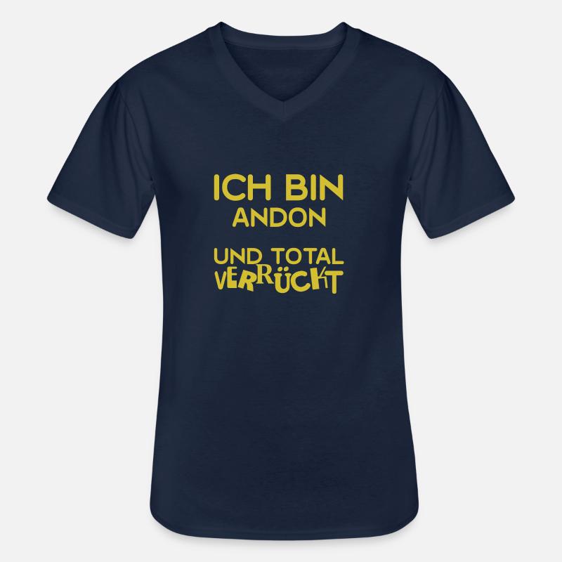 Andon - Männer-T-Shirt mit V-Ausschnitt - Navy