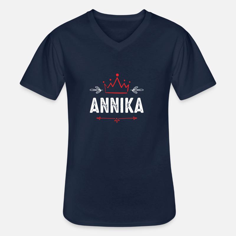 Annika - Männer-T-Shirt mit V-Ausschnitt - Navy
