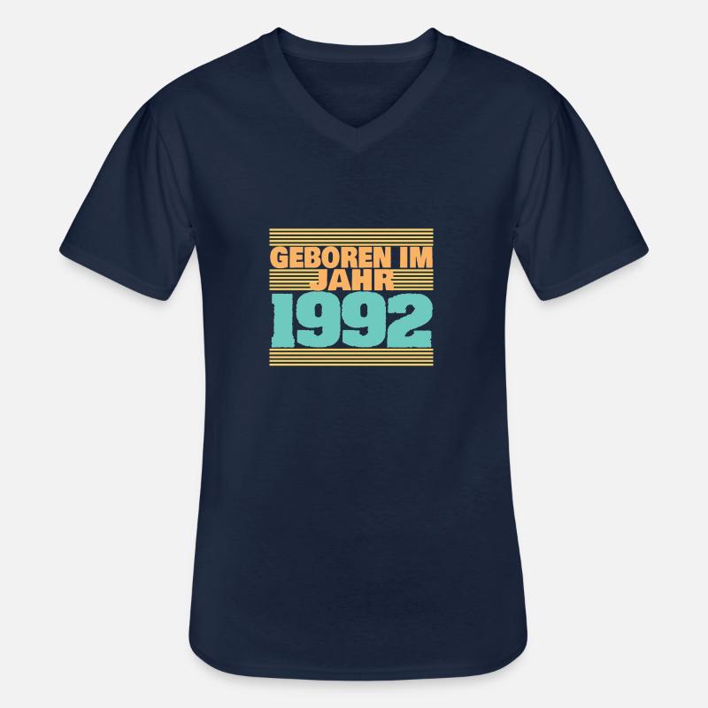 Jahr 1992 - Männer-T-Shirt mit V-Ausschnitt - Navy