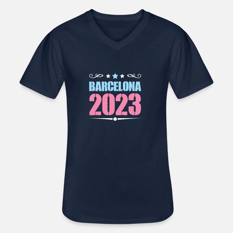 Barcelona 2023 - Männer-T-Shirt mit V-Ausschnitt - Navy