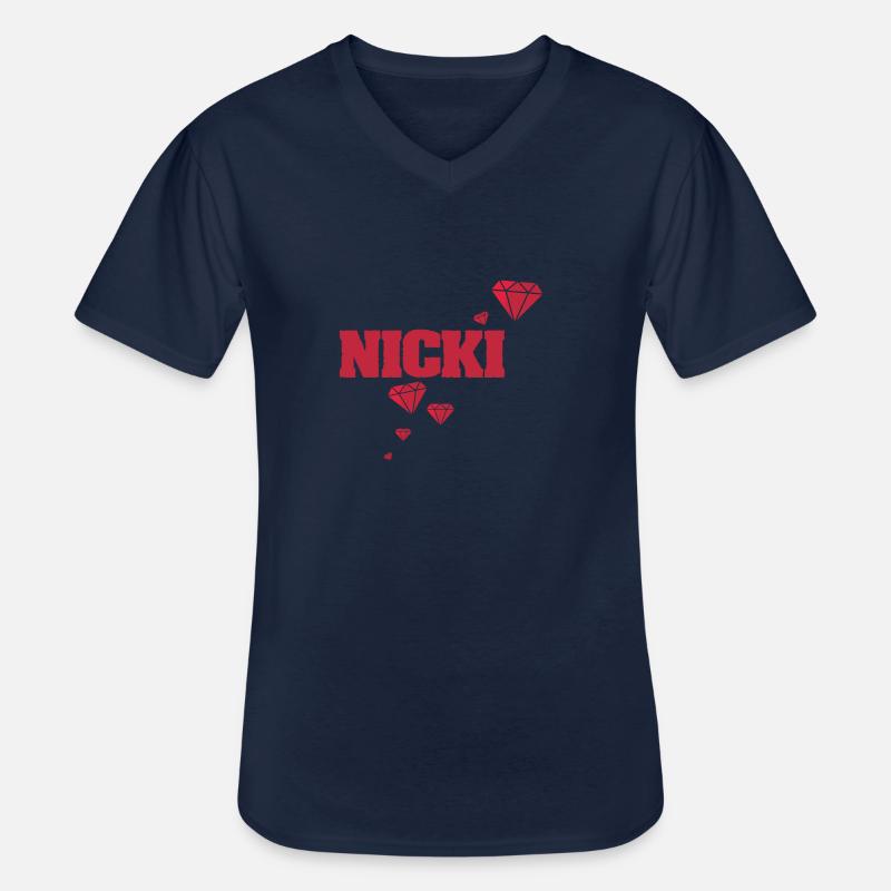 Nicki Nicki - Männer-T-Shirt mit V-Ausschnitt - Navy