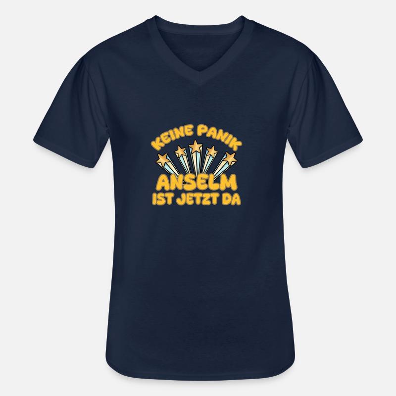 Anselm - Männer-T-Shirt mit V-Ausschnitt - Navy