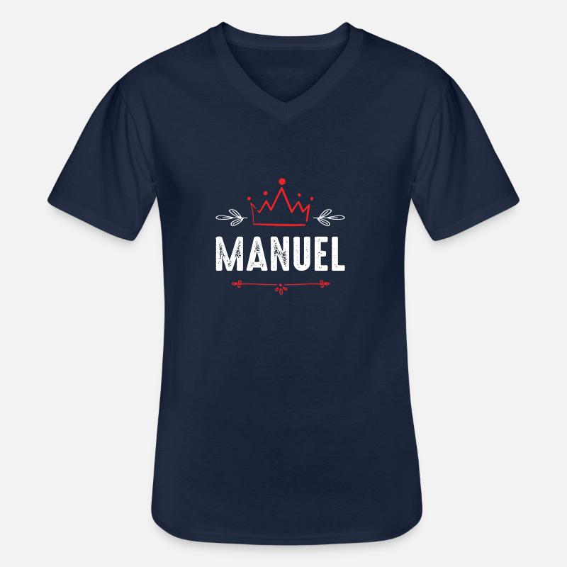 Manuel - Männer-T-Shirt mit V-Ausschnitt - Navy