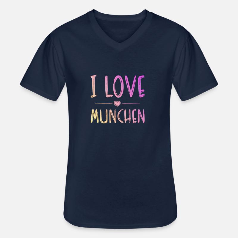 I Love München - Männer-T-Shirt mit V-Ausschnitt - Navy