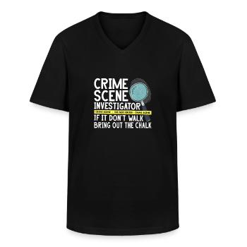 Sécurisation des traces - Kripo Polizei Kriminaltechnik - T-shirt col V Homme - noir - Devant - AI Model Male 178 dark (178cm)