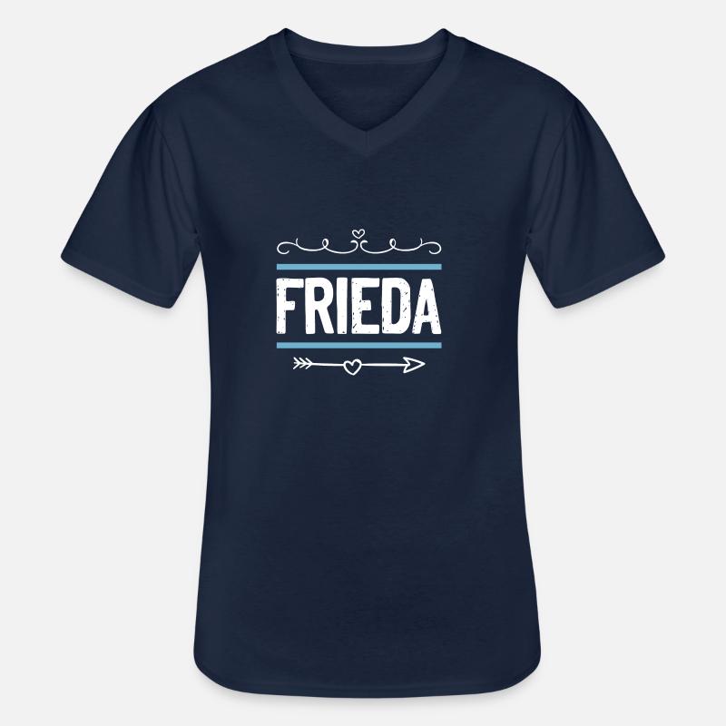 Frieda - Männer-T-Shirt mit V-Ausschnitt - Navy