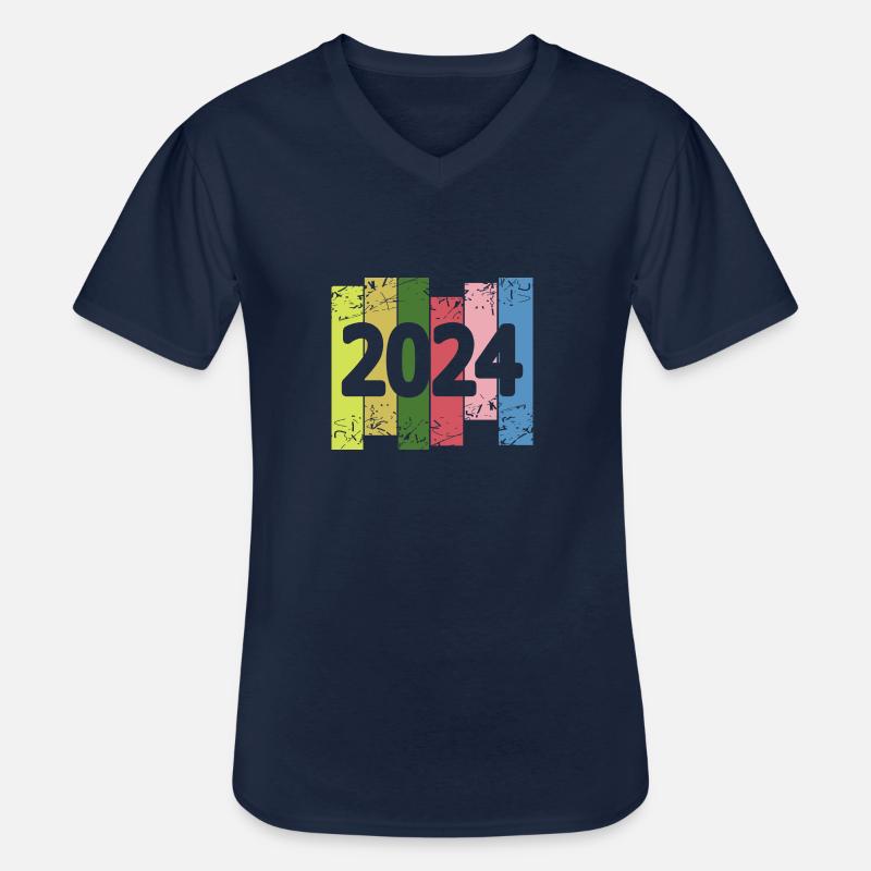 Lustig 2024 - Männer-T-Shirt mit V-Ausschnitt - Navy