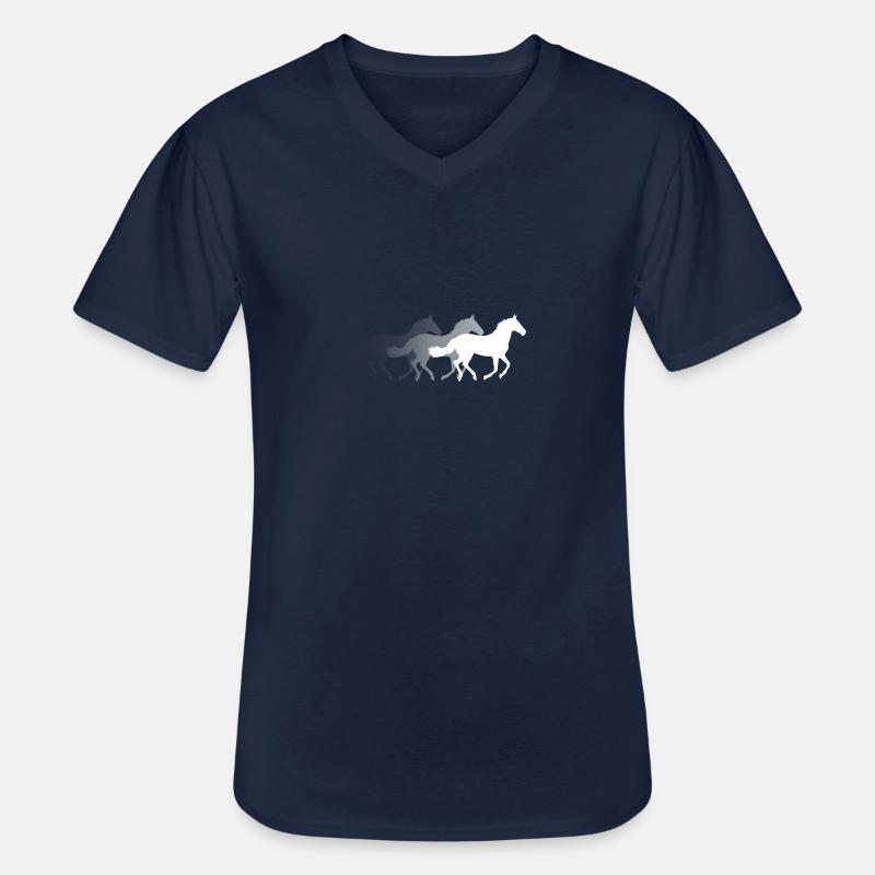 Pferde - Männer-T-Shirt mit V-Ausschnitt - Navy