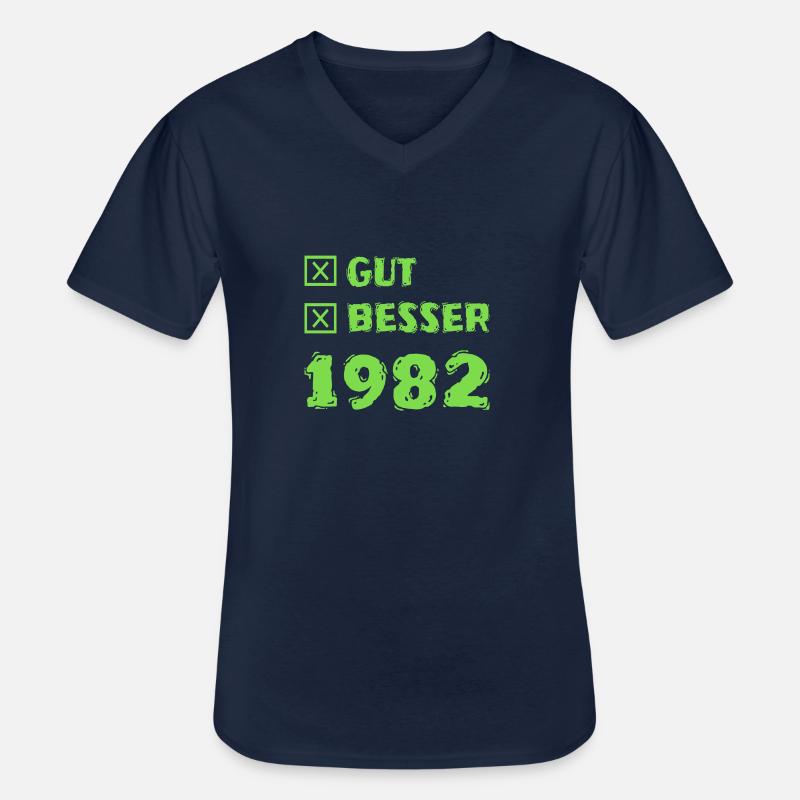 1982 - Männer-T-Shirt mit V-Ausschnitt - Navy