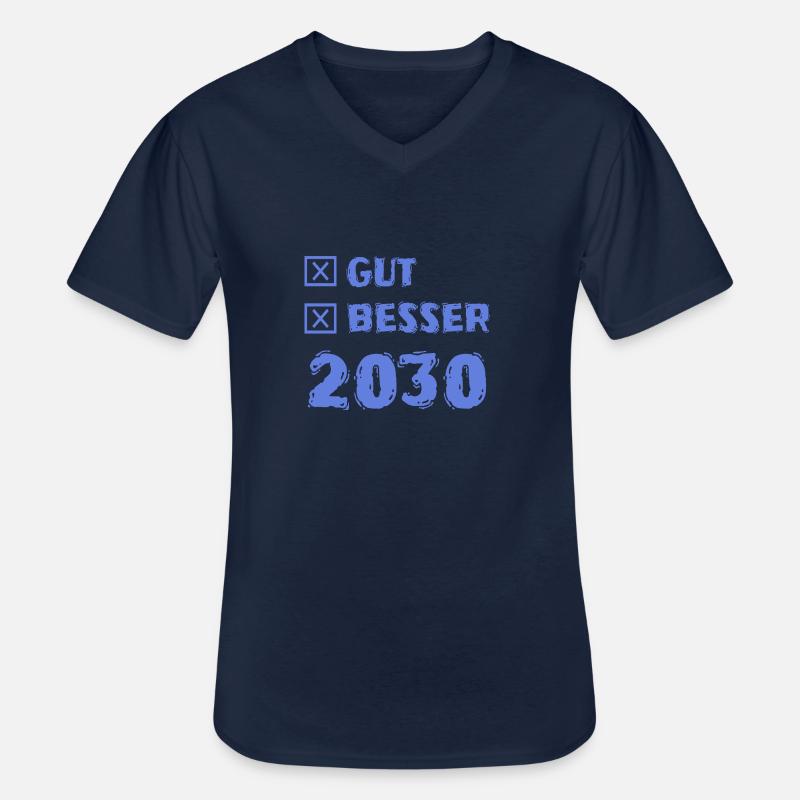 2030 - Männer-T-Shirt mit V-Ausschnitt - Navy
