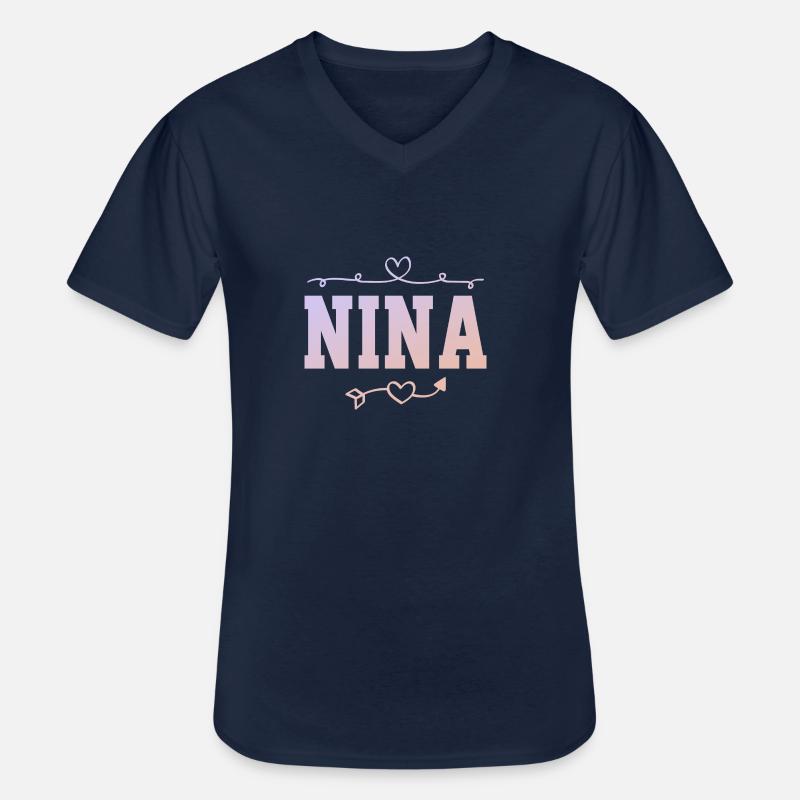 Nina - Männer-T-Shirt mit V-Ausschnitt - Navy