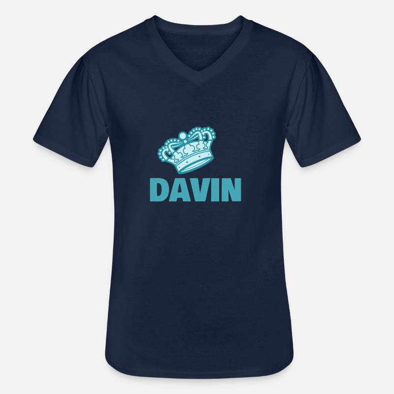 Davin - Männer-T-Shirt mit V-Ausschnitt - Navy