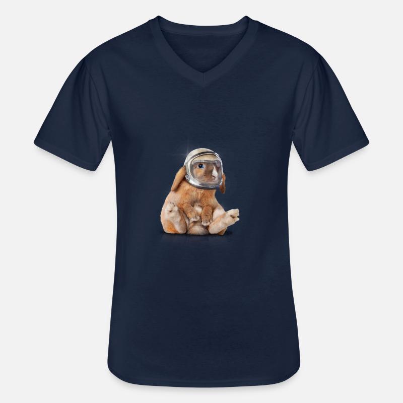 Spacerabbit - Männer-T-Shirt mit V-Ausschnitt - Navy
