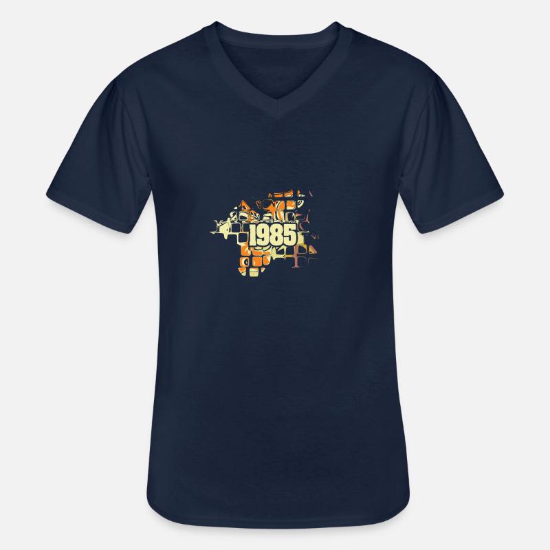 1985 - Männer-T-Shirt mit V-Ausschnitt - Navy