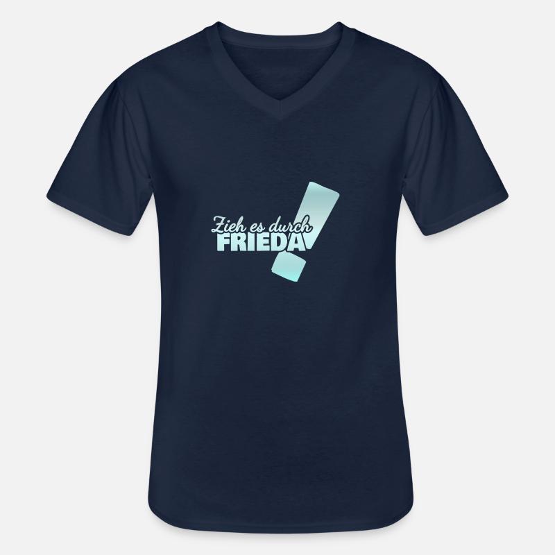 Frieda - Männer-T-Shirt mit V-Ausschnitt - Navy