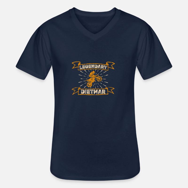 Dietmar - Männer-T-Shirt mit V-Ausschnitt - Navy