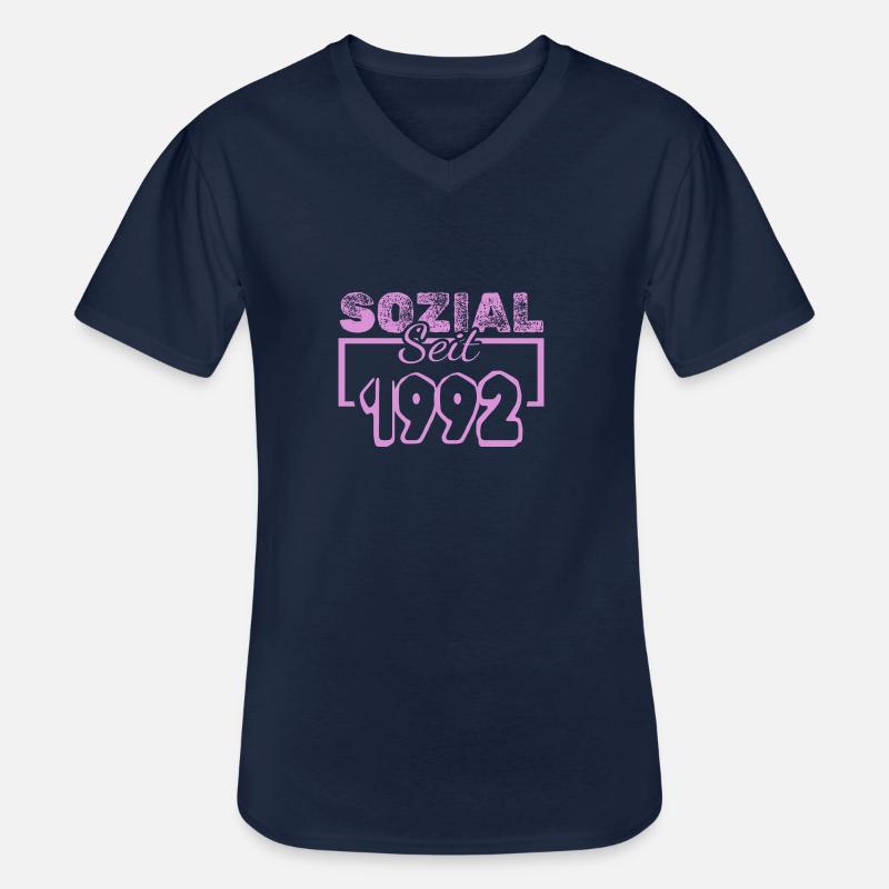 1992 - Männer-T-Shirt mit V-Ausschnitt - Navy
