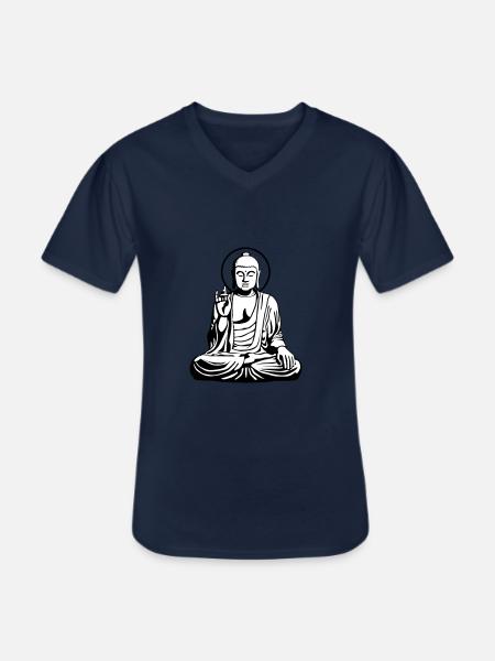 Young Buddha No.1_2c - Men's V-Neck T-Shirt - navy