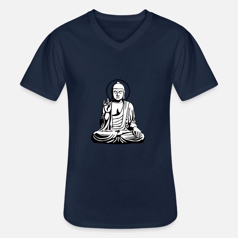 Young Buddha No.1_2c - Männer-T-Shirt mit V-Ausschnitt - Navy