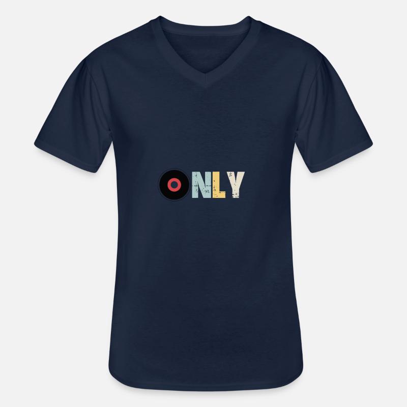 Vinyl Only - Männer-T-Shirt mit V-Ausschnitt - Navy