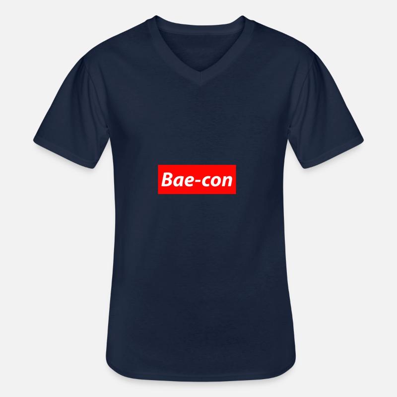 Bae-con - Männer-T-Shirt mit V-Ausschnitt - Navy