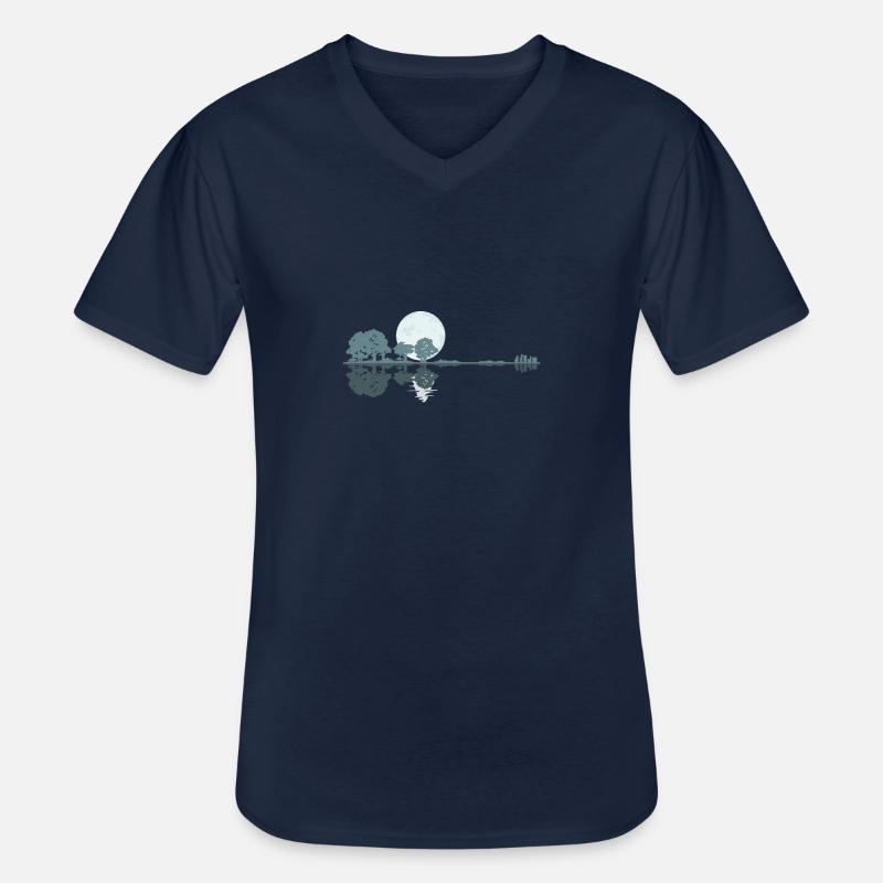 Guitar Lake Shadow Moonlight Geschenkidee - Männer-T-Shirt mit V-Ausschnitt - Navy