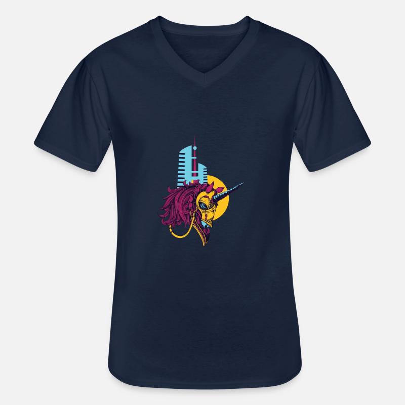 Einhörner Sind Echt - Männer-T-Shirt mit V-Ausschnitt - Navy