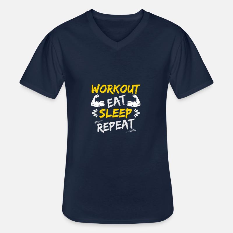 workout eat sleep repeat - Männer-T-Shirt mit V-Ausschnitt - Navy
