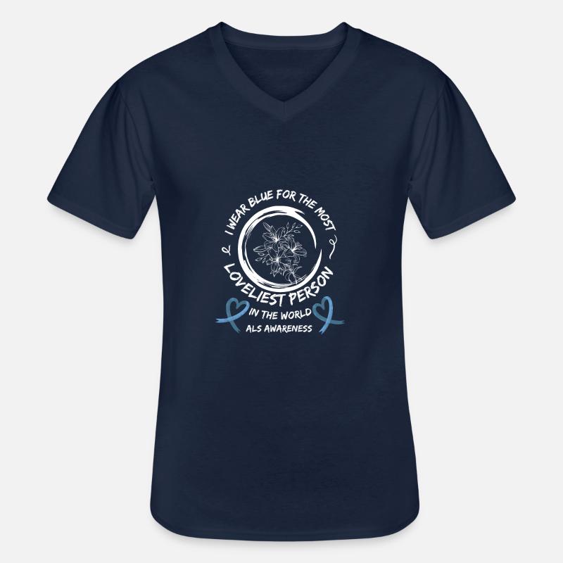 ALS-Bewusstsein Lou Gehrigs Krankheitskrieger - Männer-T-Shirt mit V-Ausschnitt - Navy