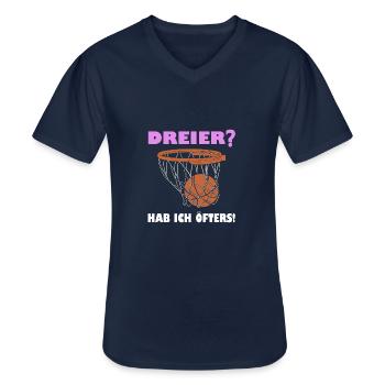 Lustiger Basketball Spruch - Dreier Drei Punkte - Männer-T-Shirt mit V-Ausschnitt - Navy - Vorne - AI Model Male 178 dark (178cm)