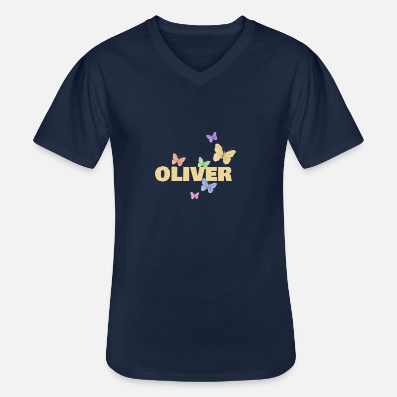 Oliver Oliver - Männer-T-Shirt mit V-Ausschnitt - Navy